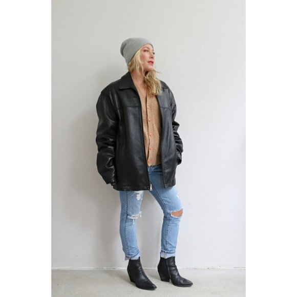 2000s Y2K Andrew Marc New York Buttery Soft Leather Jacket // Men's Large - Picture 4 of 10